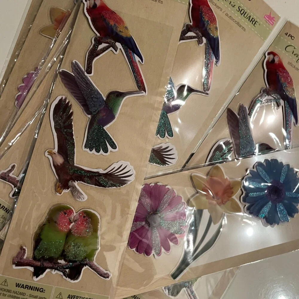 Mixed Bird & Flower Foam Stickers 10 Packs Home‎ Décor DIY Projects NEW